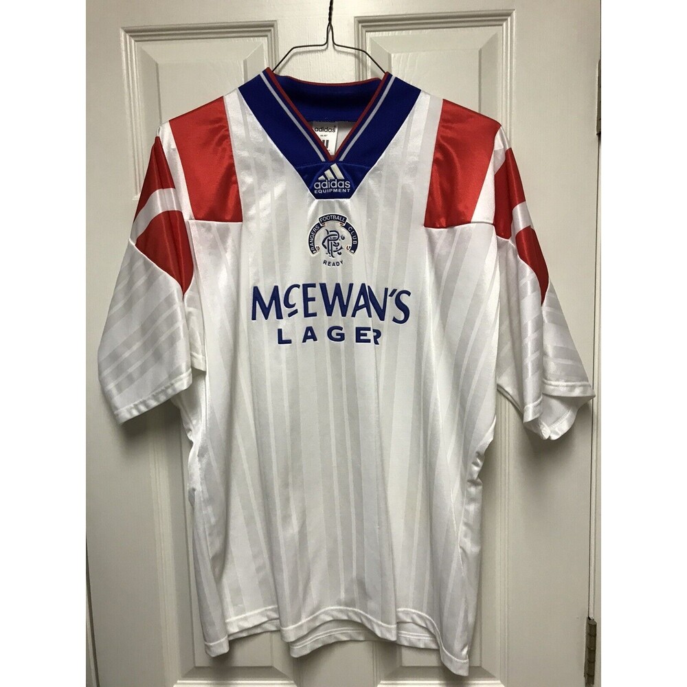 NWOT 1992/93 Rangers L/XL Adidas Away Jersey White Retro Vintage